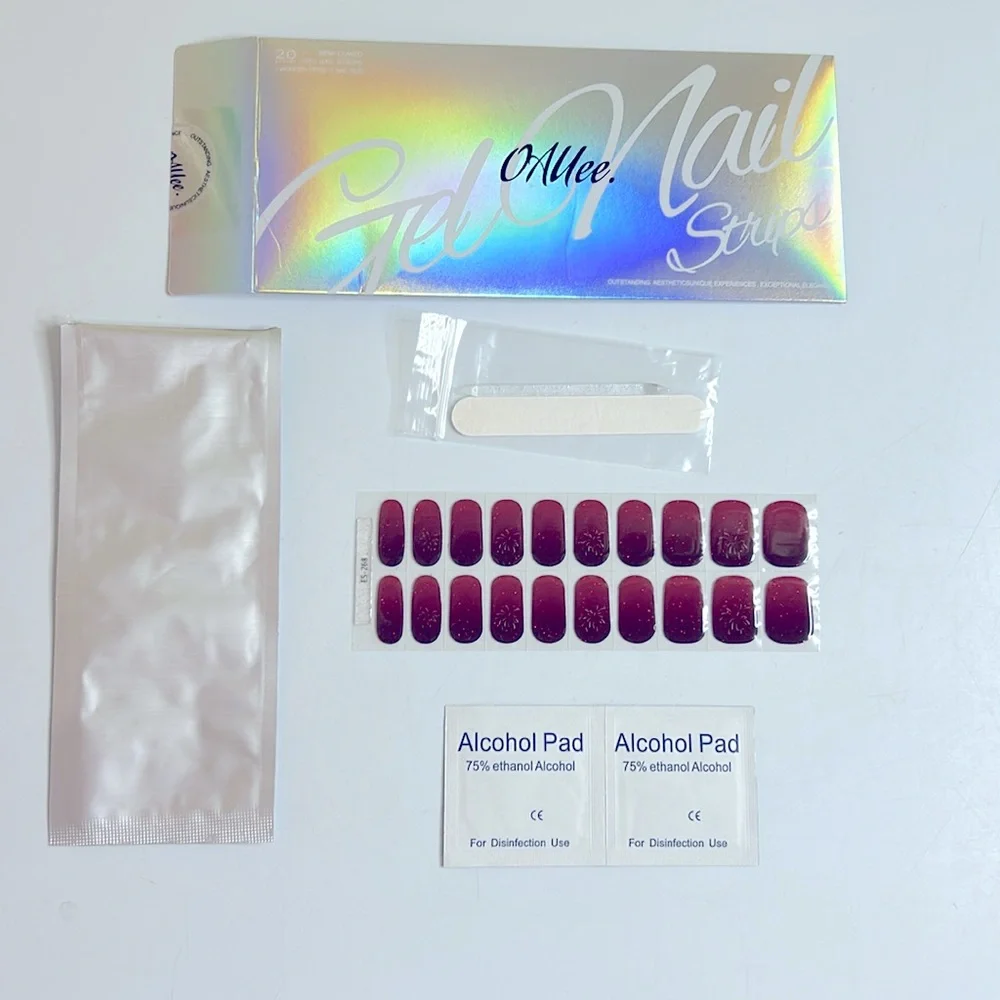 Red Gradient Semi Cured Gel Nail Strip Set